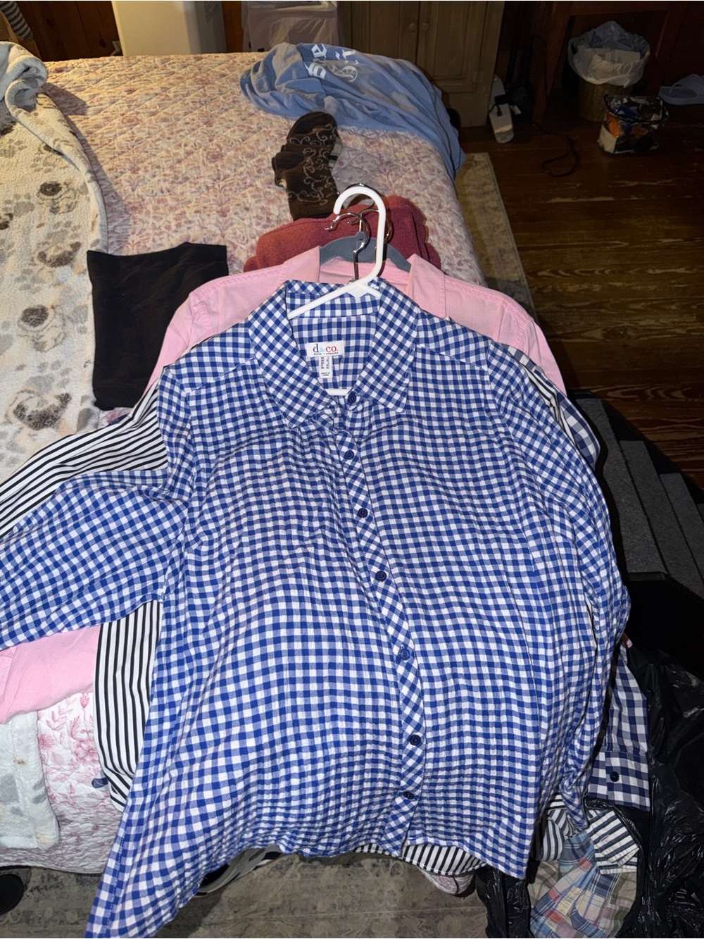 Woman’s d&co Blue Gingham Button-Up Shirt